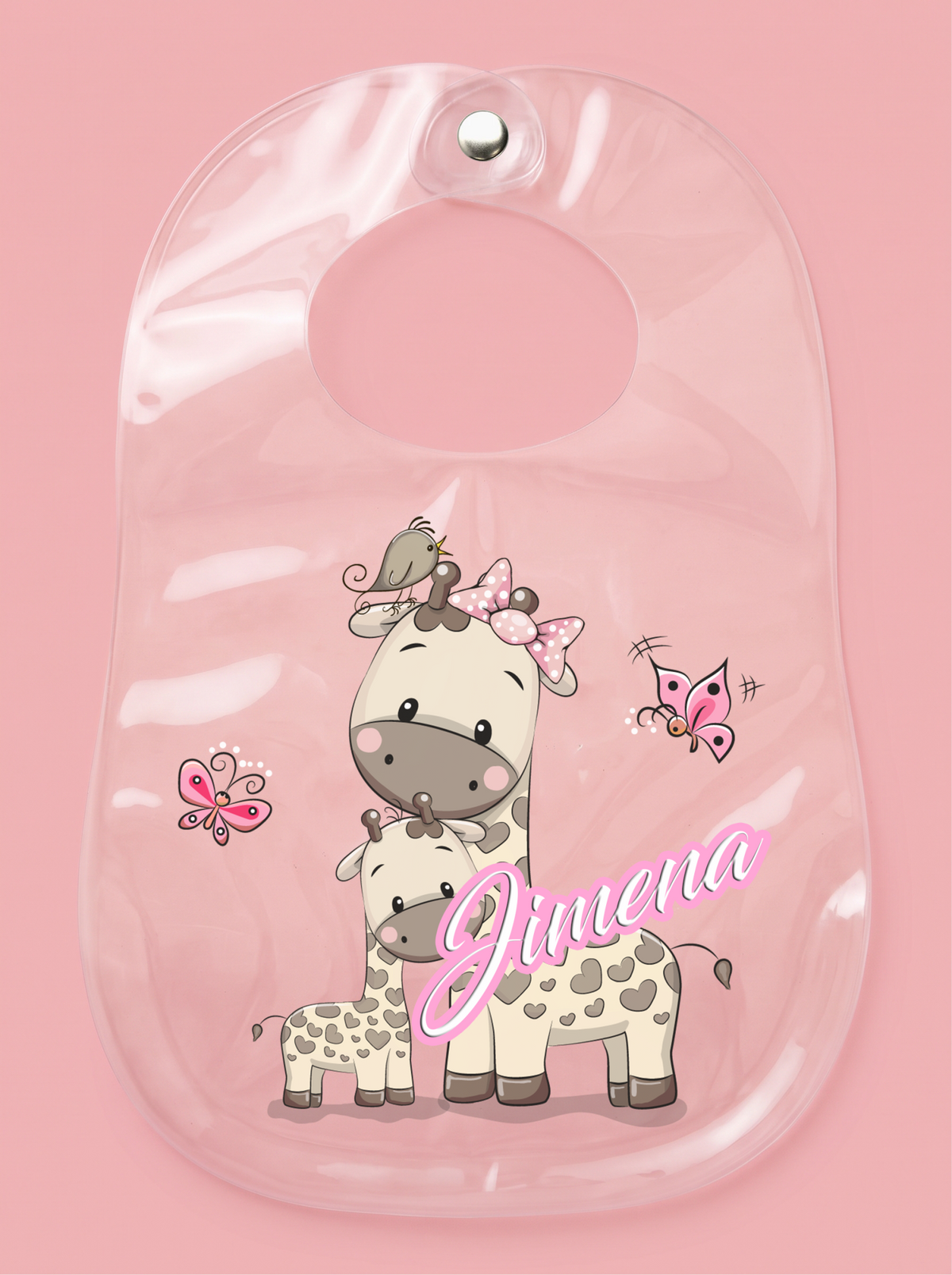 Babero personalizado con nombre jirafa