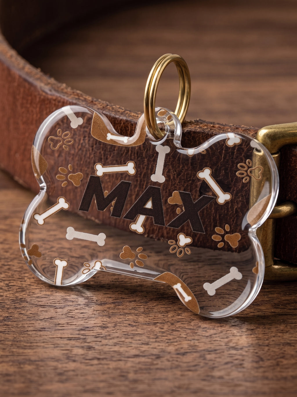 Chapa Identificativa  transparente  hueso  Personalizada