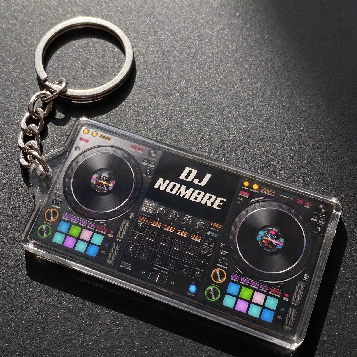 Llavero dj negro transparente personalizable  con nombre (Copia)