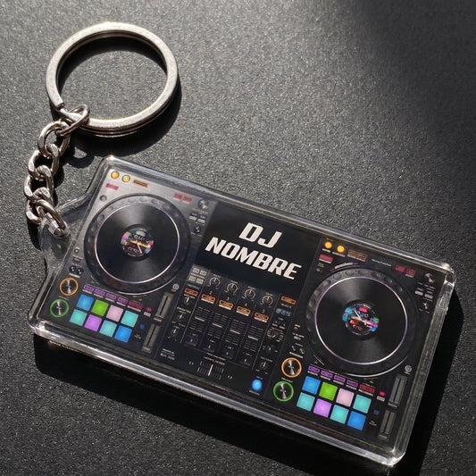 Llavero dj negro transparente personalizable  con nombre (Copia)